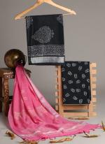 Linen Cotton Black Casual Wear Printed Salwar Suit